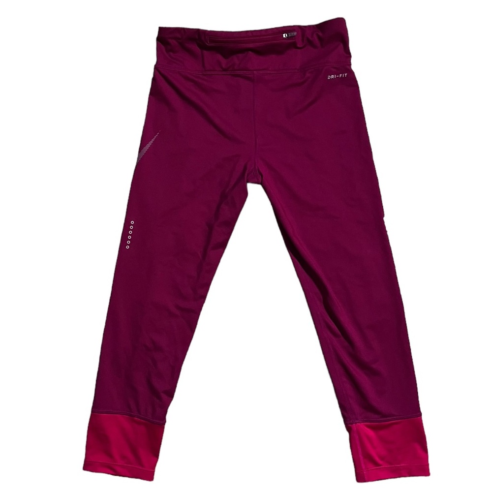 Nike Dri-Fit Capri Workout Cropped Leggings Pink Fuchsia Women’s Medium - Picture 2 of 5